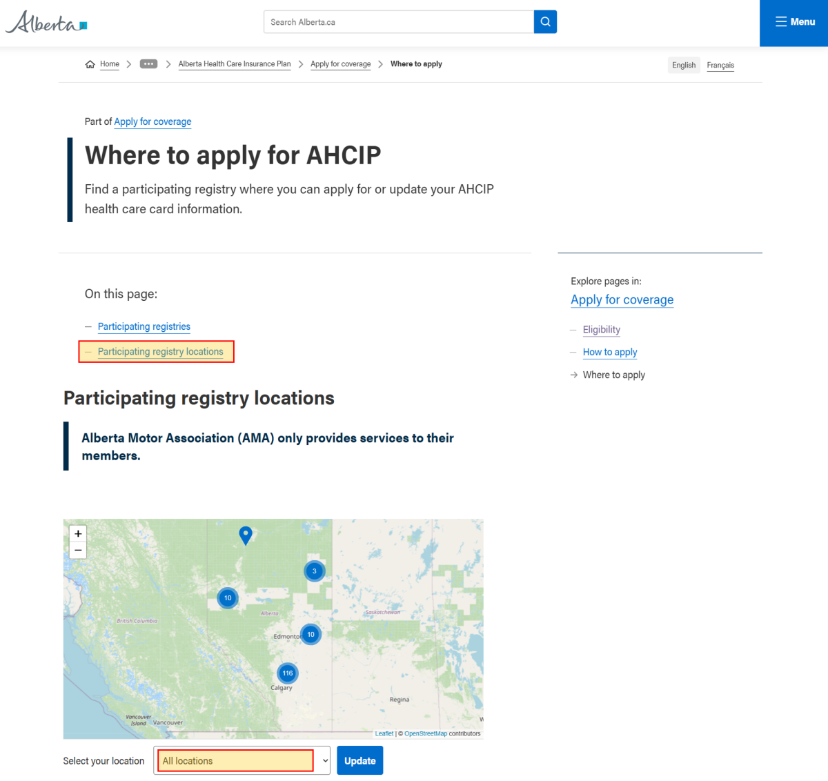 AHCIP Registry location KR AHCIP Registry location KR
