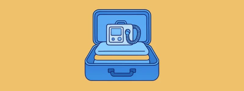 A CPAP machine for sleep apnea on top of a travel suitcase.
