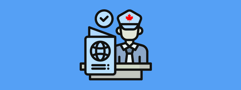 Canadian border officer approving a visa at a land crossing—guide to flagpoling in Canada to get an open work permit, with documents and timing tips.