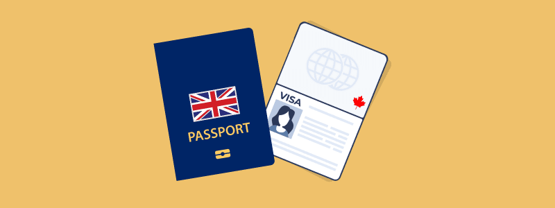 British passport next to an IEC Canada visa—visual for the 2024 UK IEC update.